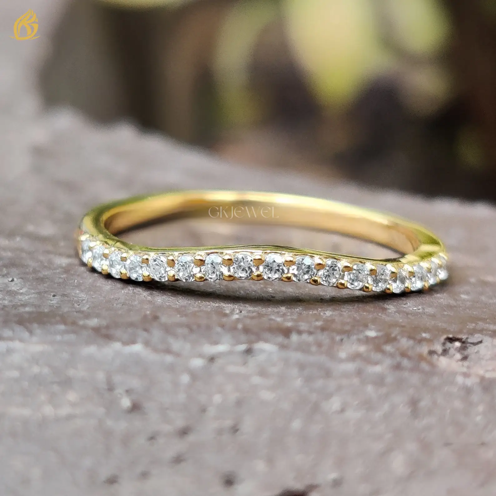 0.31 TCW Round Colorless Classic Curvy Wedding Band, Moissanite Eternity Band