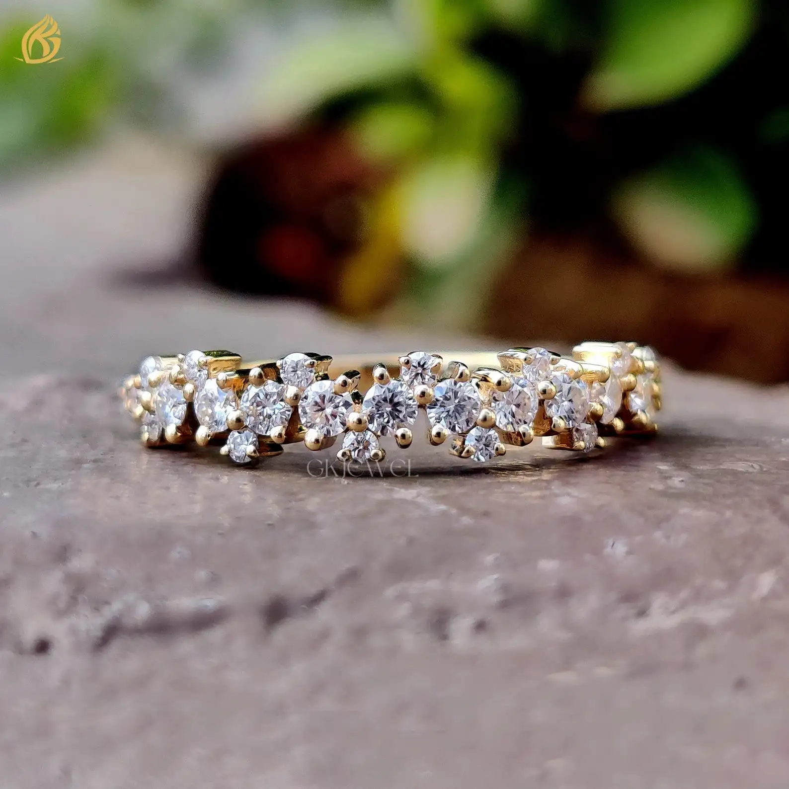 0.52 TCW Unique Zig Zag Style Colorless Moissanite Half Eternity Wedding Band